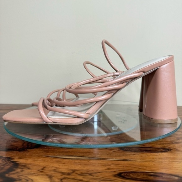 NINE WEST Strappy Open Toe Heel Sandals Platform Block Heels Size 12 - Picture 5 of 15